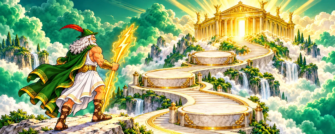 ROBINGOD ascending the emerald stairway